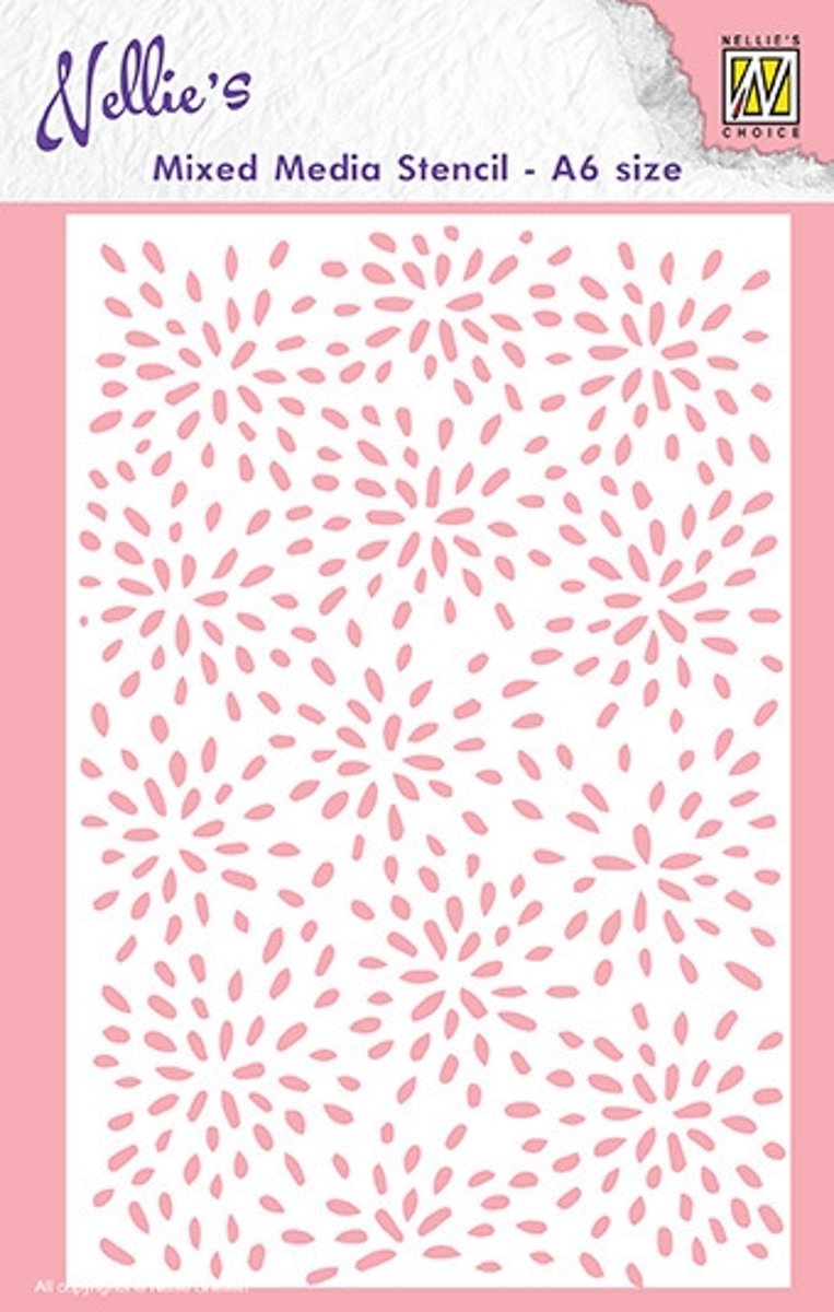 MMSA6-004 Mixed Media Stencils A6 size Burst of drops